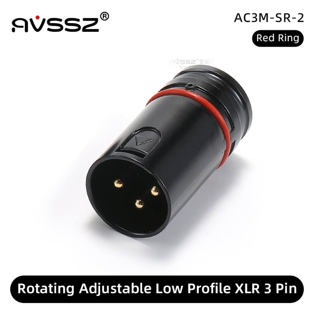 AVSSZ Low profile 3 Pin XLR Cable Connector 90° 360 Rotateable XLR Plug with Wrench, for Microphone Audio Mixer Headphone Amp: grey