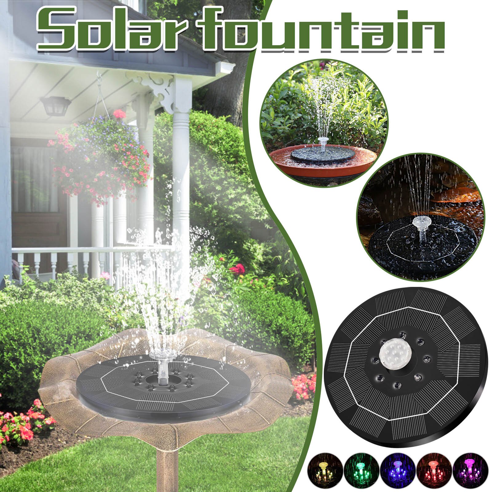 Mini Solar Water Fountain Pool Pond Waterfall Fountain Garden Decoration Outdoor Bird Bath Solar Powered Fountain Floating Water