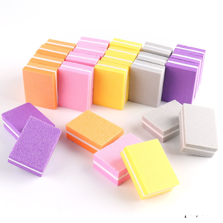 Double-sided Mini Nail File Buffer Nail Polish Sanding Buffer Pink Blue Sandpaper DIY Pedicure Nail Art Tool GL858