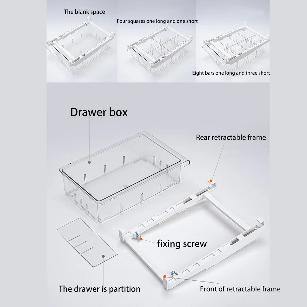 1/4/8 Compartment Refrigerator Drawer Organizer Bin Transparent Fridge Storage Bin Containers for Pantry Freezer Snack Container
