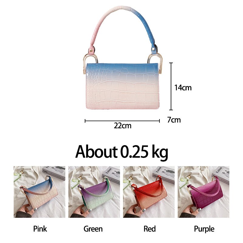 Color Contrast PU Leather Shoulder Bags for Women Ladies Casual Handbags and Underarm Bag