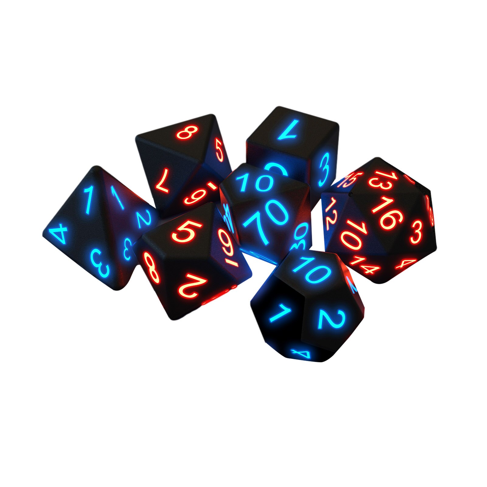 7Pcs dadi poliedrici luminosi dadi luminosi dadi luminosi Set di dadi per giochi divertenti per feste portatili per giochi DND