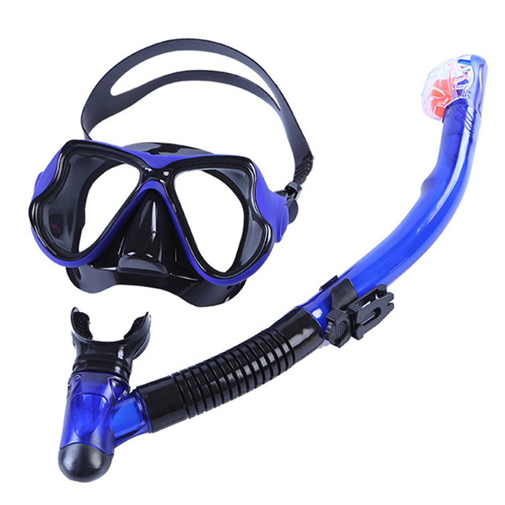 Scuba Diving Mask Snorkel Anti-Fog Goggles Glasse Set Adult Silicone Swimming Fishing Pool Equipment: B set blue