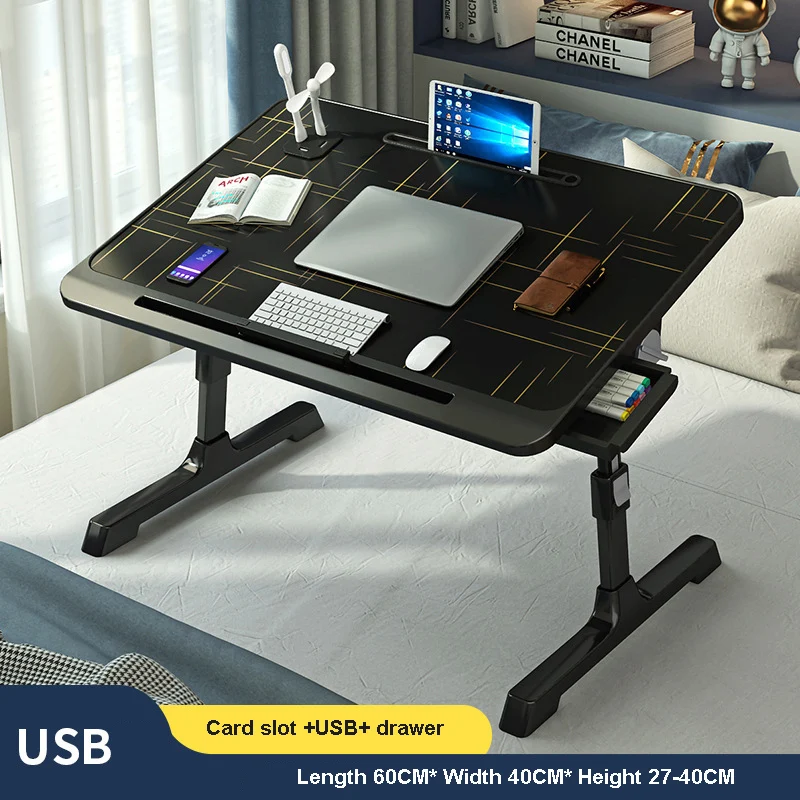 Bed Desk Small Table Plus-Sized Laptop Desk Foldable Lazy Table Dormitory Students Lap Desk: Deep Purple