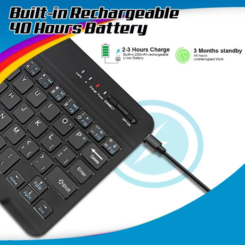 Tastiera senza fili QWERTY, compatibile con iOS / Android / Windows, nera - LinQ - Italiano