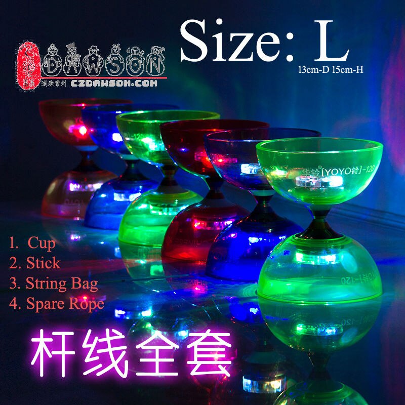 YOYO Toys Diabolo Set Hight Speed Light Up Glow Shine 3 Triple Bearing Juggling String Bag Kongzhu