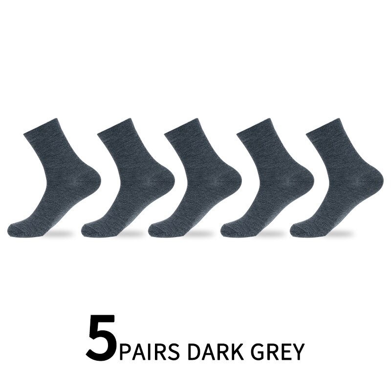 5/10 Pairs / Lot Heren Katoenen Sokken Stijlen Zwart Business Sok Ademend Lente Zomer Herfst Winter Voor Mannelijke effen Kleur: 5 pairs dark grey