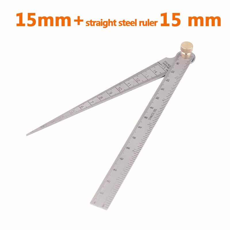 SONGJIATE stainless steel gap ruler straight steel ruler tapered ruler aperture gauge: 15mm and 15mm