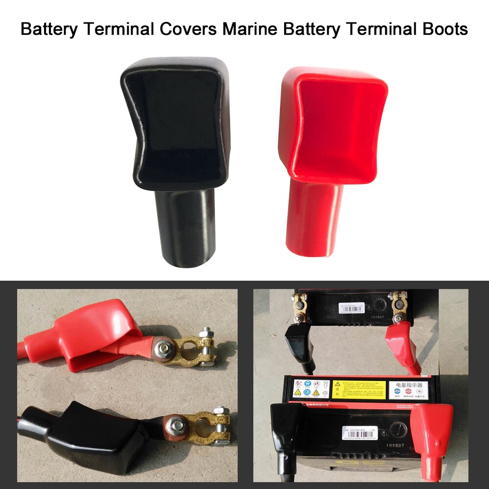 Universal batteripol dækker marine batteripolestøvler rød & sort positiv & negativ 1 par 192681 192682