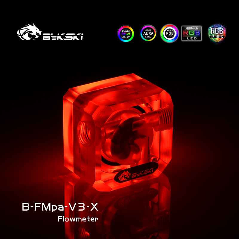 Bykski B-FMpa-V3-X Frosted Water Flow Meter Flowing Monitoring For Computer Water Cooling 12V/5V RGB/ARGB SYNC,: 12V 4Pin RGB