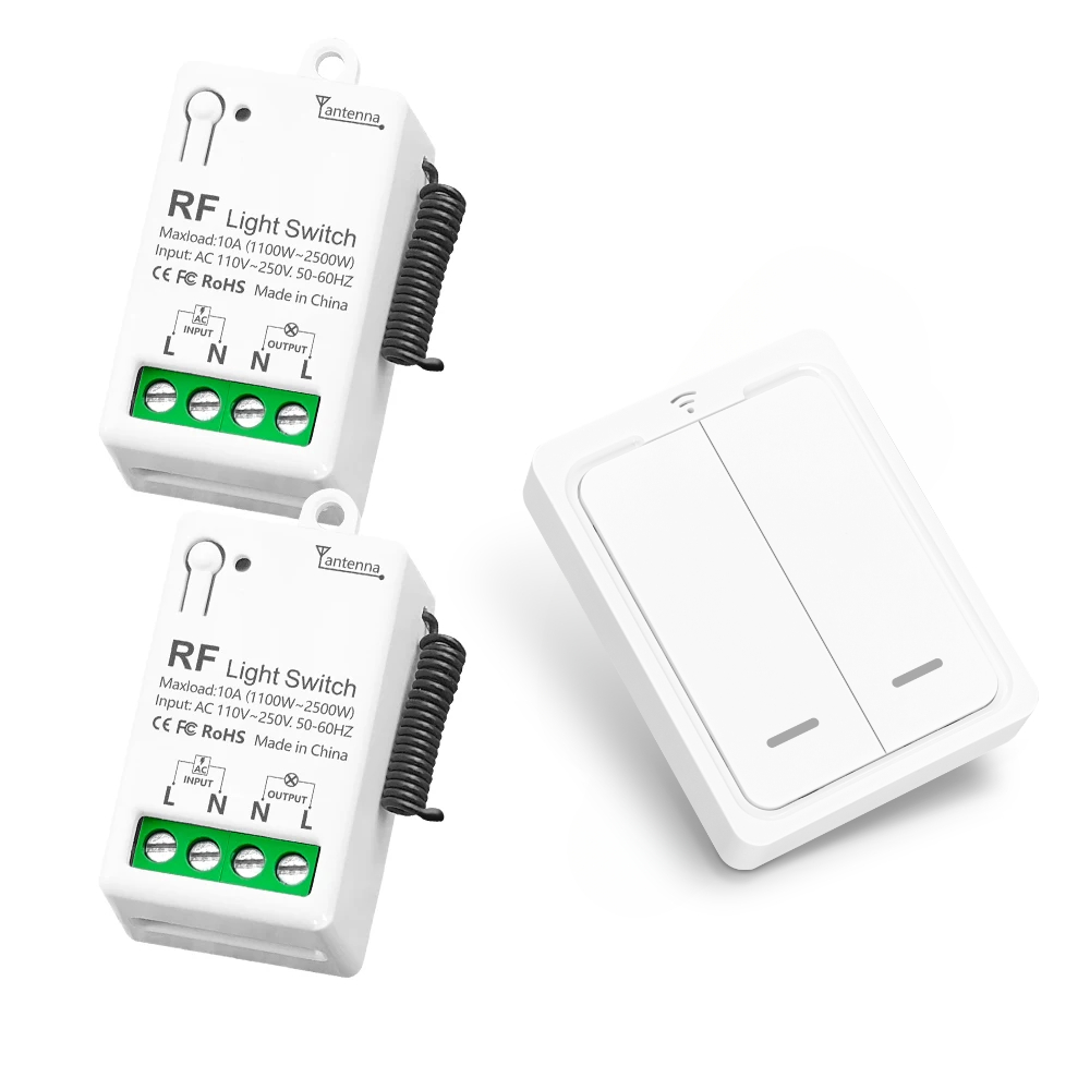 RF433 Drahtlose Fernbedienung Lichtschalter AC110V 220V 10A Relais Mini Modul Wandpaneel mit Magnet für Zuhause Lampe Ventilator LED TV: Weiß