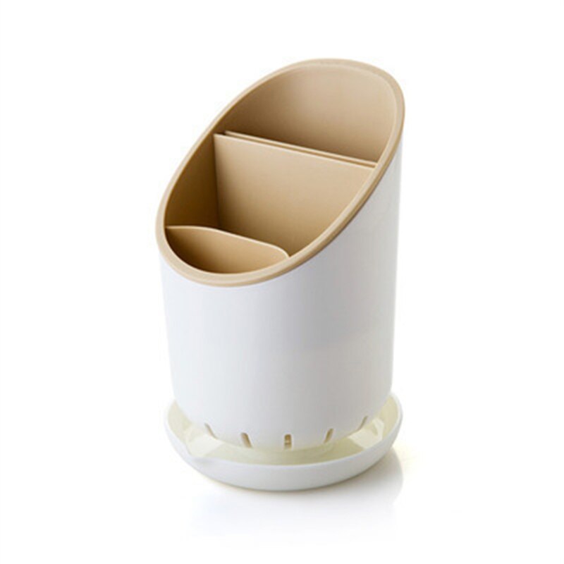 Bestek Opslag Houder Bestek Afdruiprek Container Droogrek Antislip Servies Mes Lepel Vork Opbergdoos Keuken Organizer: Beige