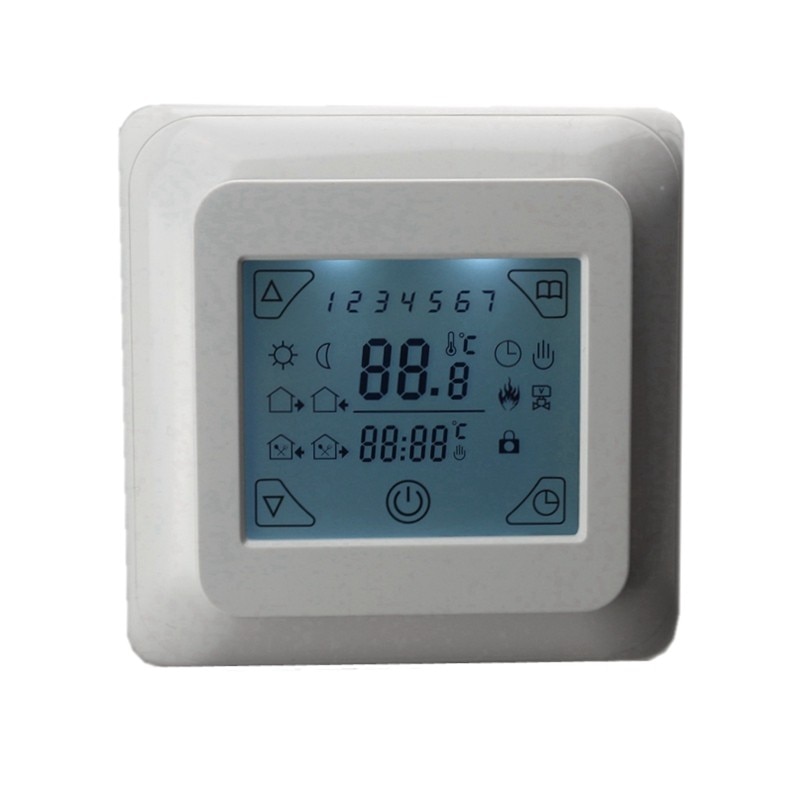 Digital Temperature Controller Moduel AC 230V 16A Room Air Floor Heating Thermostat LCD Touch Screen + Cable Weekly Programmable