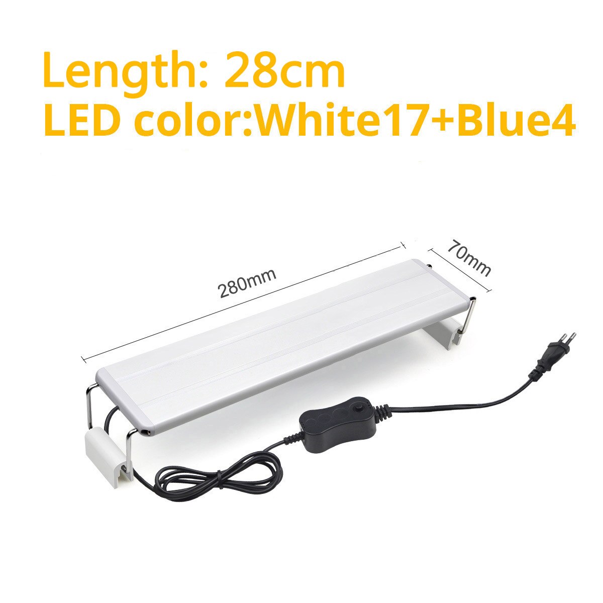 LED Aquarium Light Clip-on Fish Tank light Aquatic Plants Grow Light 10W/15W/20W/25W Aquatic Freshwater Waterproof Lamp EU Plug: 28CM