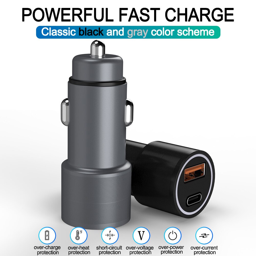 65W USB QC3.0 PD Car Charger Mobile Phone Fast Charging Adapter For iPhone 12 11 Pro Max Xiaomi Huawei Samsung Universal Charger