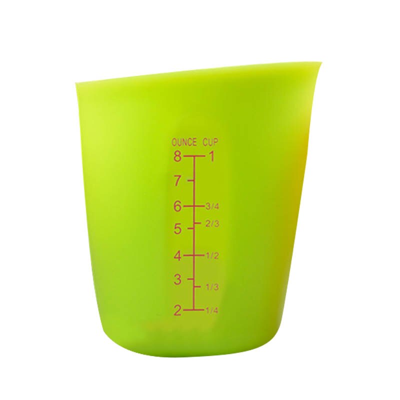 250ML Measuring Cup Visual Double-scale Kitchen Measuring Tools Silicone Food Grade Semi-permeable Cooking Accessories: Green