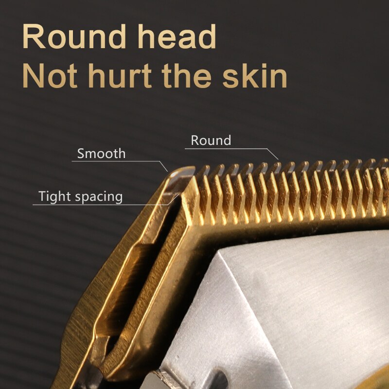 Kemei professionale tagliacapelli barbiere tagliacapelli elettrico senza fili oro tutto metallo tagliacapelli KM-1986