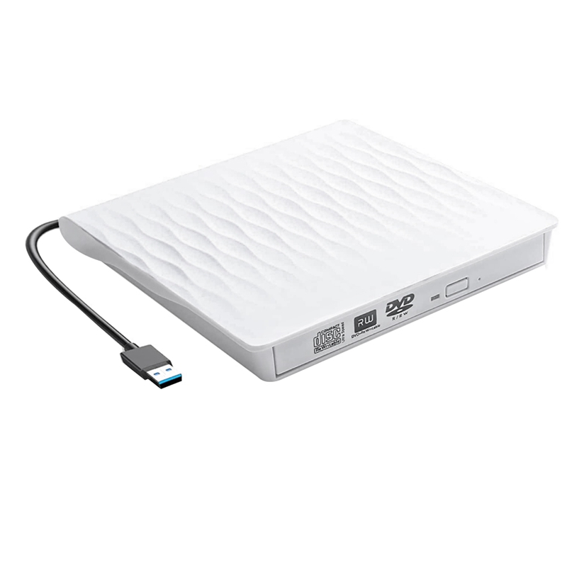 Externe Cd Dvd Drive, Usb 3.0 Slanke Draagbare Externe Cd Dvd Rewriter Brander Schrijver, hoge Snelheid Usb Optische Drive: White