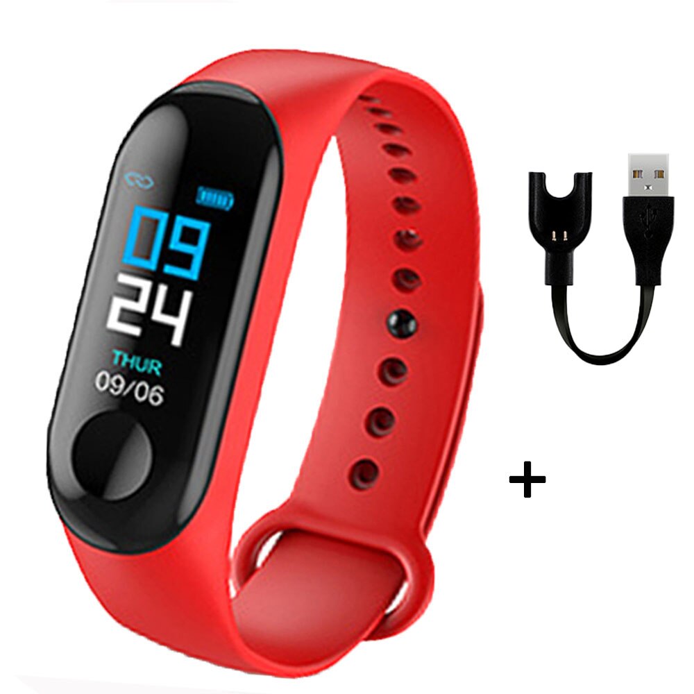 Digital Bracelet Heart Rate Blood Pressure Health Waterproof Smart Watch Men Women Bluetooth Watch Wristband Fitness Tracker: Red