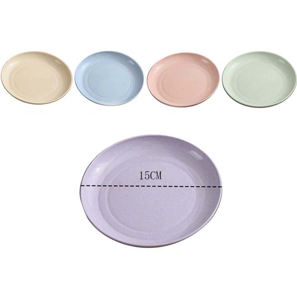 5pcs/set Wheat Straw Plates in Various Color Eco-Friendly Simple Dishes Safe Dinnerware