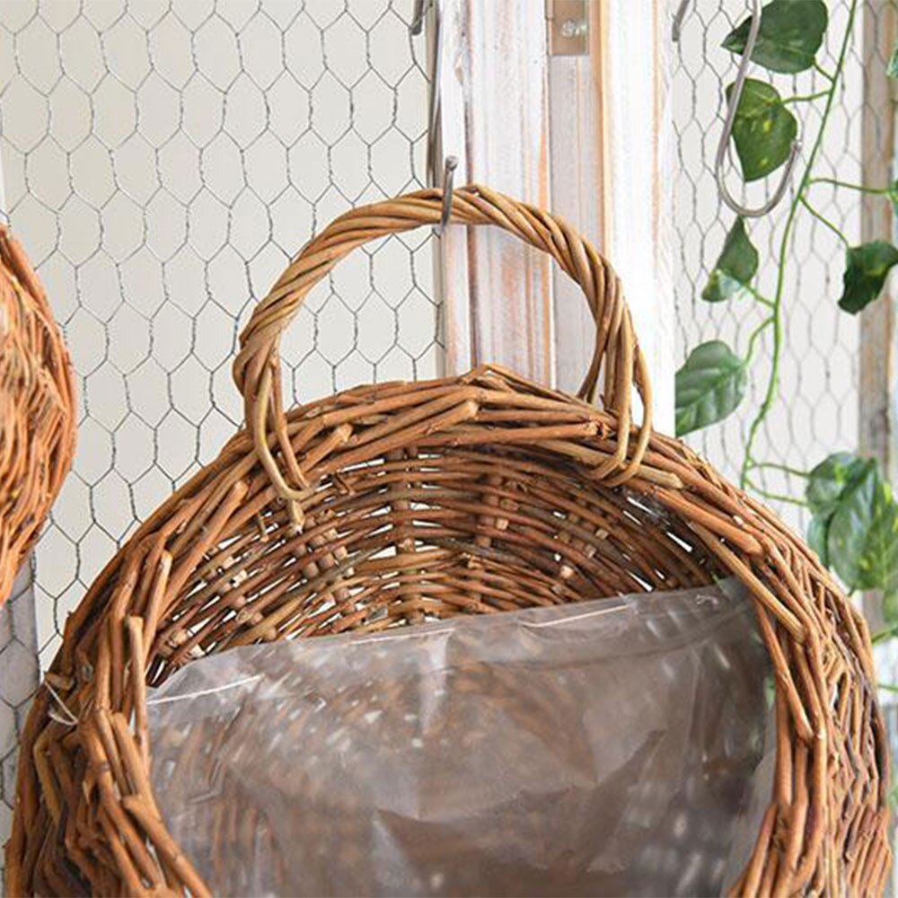 Rotting vägg hängande förvaring korg naturliga korg hem dörr blomma hängare planteringsmaskiner trädgård bröllop vägg dekoration