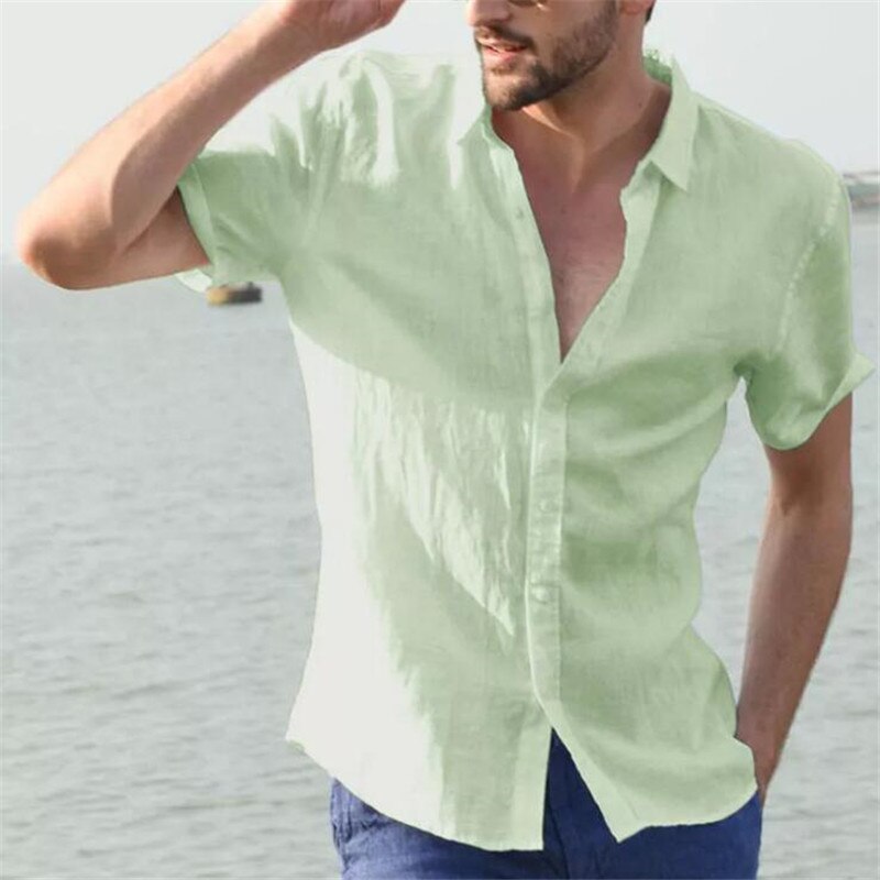 Sommer casual skjorter til mænd kortærmet bomuldsskjorte masculina camisa slim fit herrebluse homme chemise plus size mænd