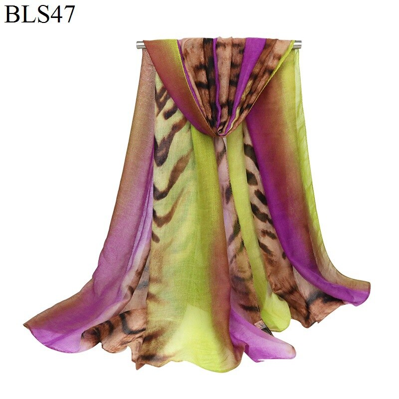 Spring fall voile kvinder tørklæde sjal rinbow tiger print tørklæde 180*90cm foulard femme modis bufanda mujer damer foulard soie: 1
