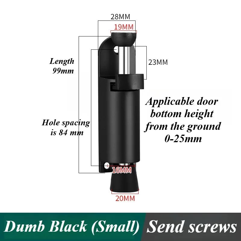 Telescopic Door Stopper Spring Loaded Heavy Duty Stopper Metal Adjustable Position with Foot Brake Wedges for Door Bottom Seam: black