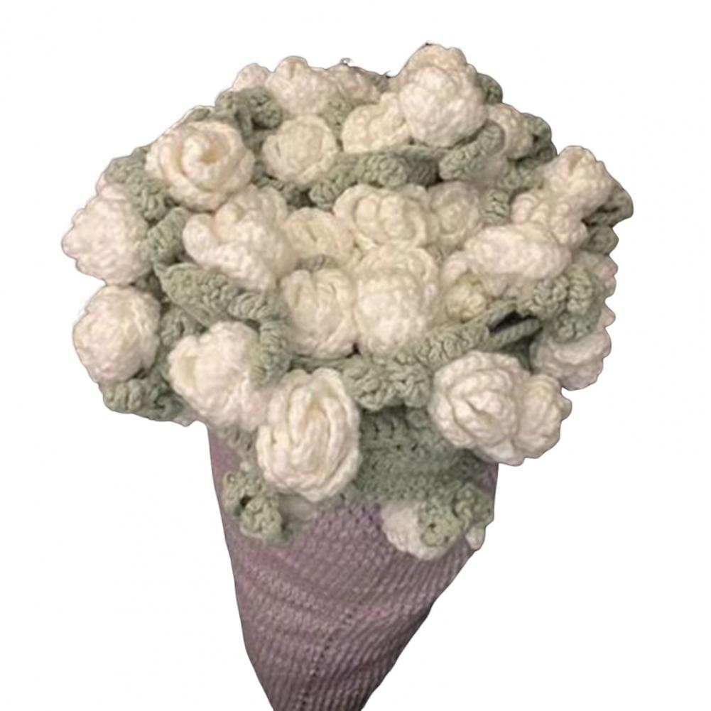 DIY Crochet Rose Bouquet Blanket Kit - Unfinished Handmade Flower Throw for Craft Lovers, Home Decor & Making(80cm, Yarn ): WHITE