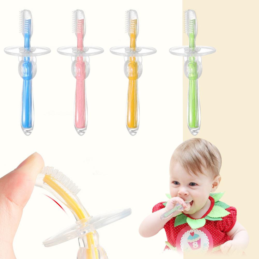 Kids Soft Silicone Oral Care Training Toothbrush with Security Round Slice