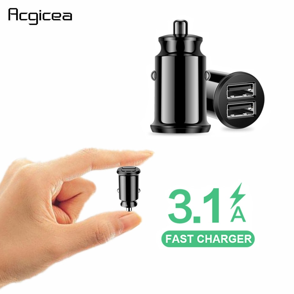 Cargador USB Dual para coche, adaptador de carga rápida 3.1A para iPhone 6, 6s, 7, 8 Plus, Samsung, Xiaomi