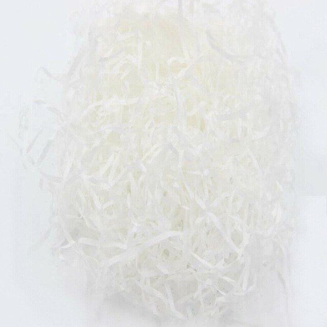 Paper Shreds Hamper Iridescent Material Packing Recyclable Shredded: White