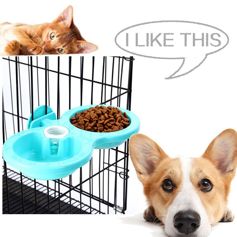 Pet Automatic Dual Purpose Waterer Dispenser Easy Clean Fixed Hanging Double Bowl Cats Dogs General Drinking Feeder