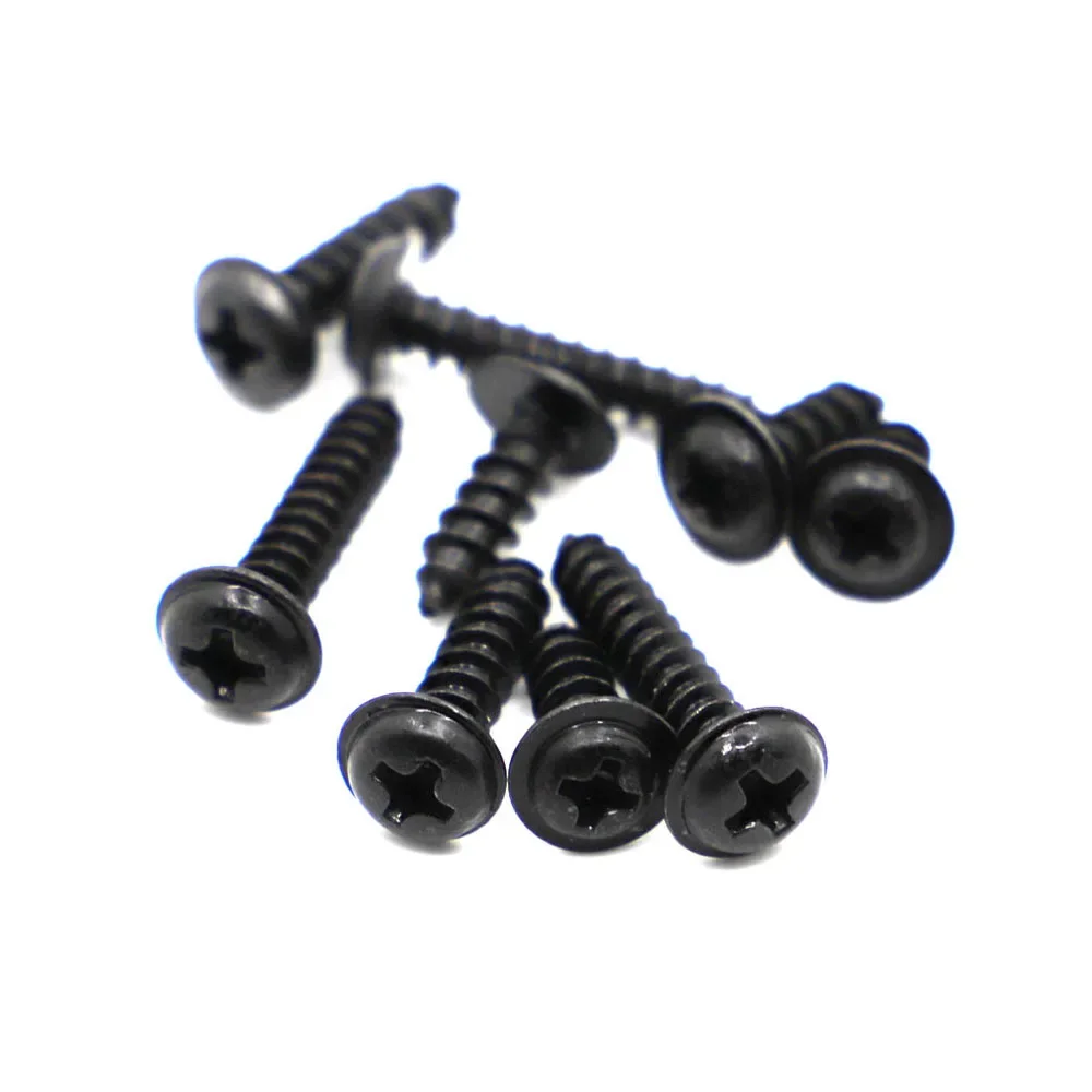 PWA M1.4 M1.7 M2 M2.3 M2.6 M3 M4 Zwart Gevoerde Ronde Kop Koolstofstaal Zelftappende Schroeven Met Pad