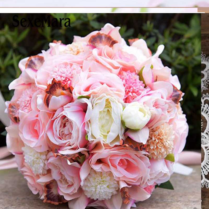 Silk Wedding Bouquet Wedding Flowers Bridal Bouquet Coral Rose and pink hydrangea Wedding Bouquet