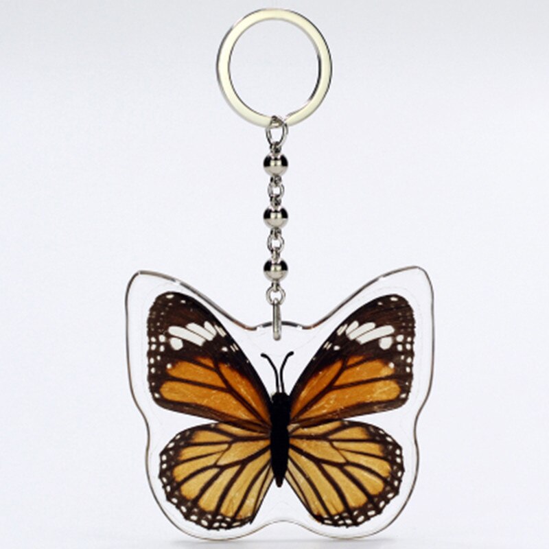 1 stk insekt eksemplar sommerfugl kunstig rav nøgleringe piger personlighed harpiks taske hængende spænde hun: 2