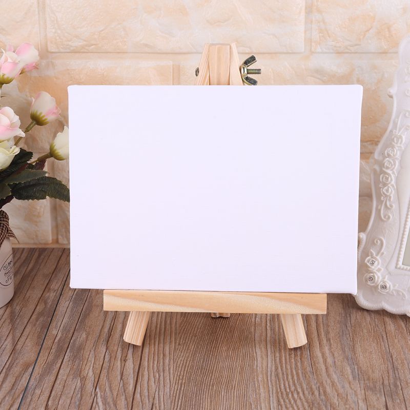 Mini Canvas and Natural Wood Easel Set For Art Painting Drawing Craft Supply
