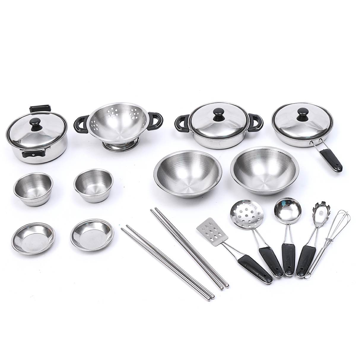 20PCS Gladde Roestvrijstalen Keuken Speelgoed Rvs Mini Speelhuis Keuken Model Kookgerei Kinderen Speelgoed Kinderen