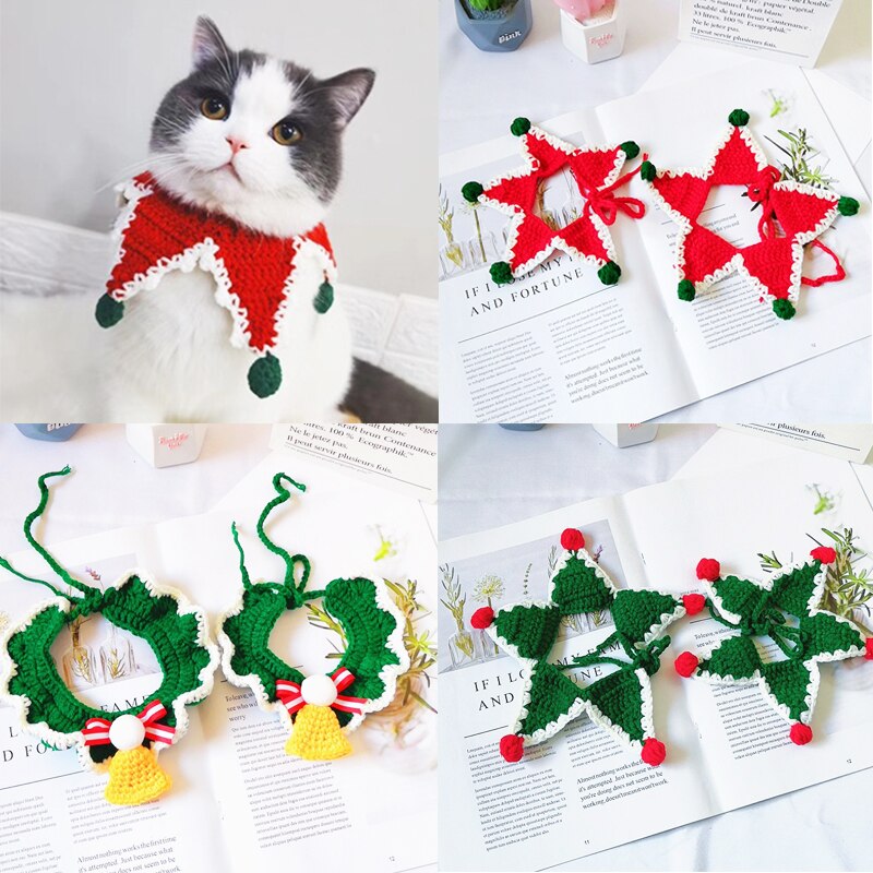 Collar con campana para perro y gato, babero navideño para mascotas, bufanda para gatitos, Collar para cachorros, accesorios para Cosplay, 4 tamaños