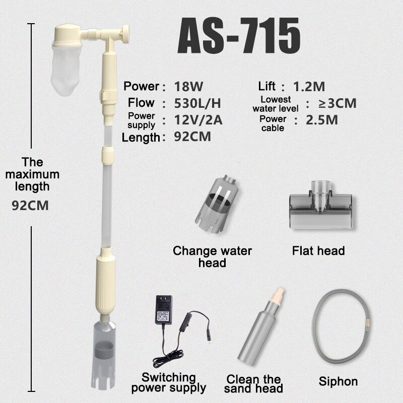 Electric/manual aquarium fish tank bottom sand cleaner Water changer Multifunctional fish tank cleaner Water changer: AS-715