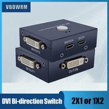 DVI Switch Splitter DVI BI-DIRECTIONAL Switcher 2X1 or 1X2 Splitter Display selector up to 4K 30Hz for Laptop PC Monitor