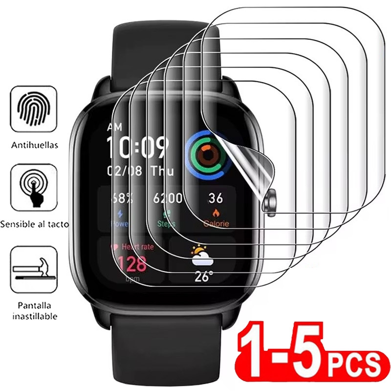 Película protetora de hidrogel de tela macia, 1-5 peças para amazfit gts 4 mini gts 3 2 mini gts 2e gtr 3/3 pro gts4 película protetora não é vidro