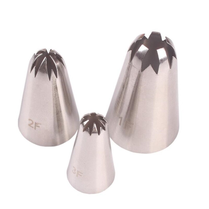 3pcs #1F#2F#3F Cherry Flower Icing Piping Nozzles Piping Tips Stainless Steel Nozzle Frosting Cake Decorating Tools Kitchen Set