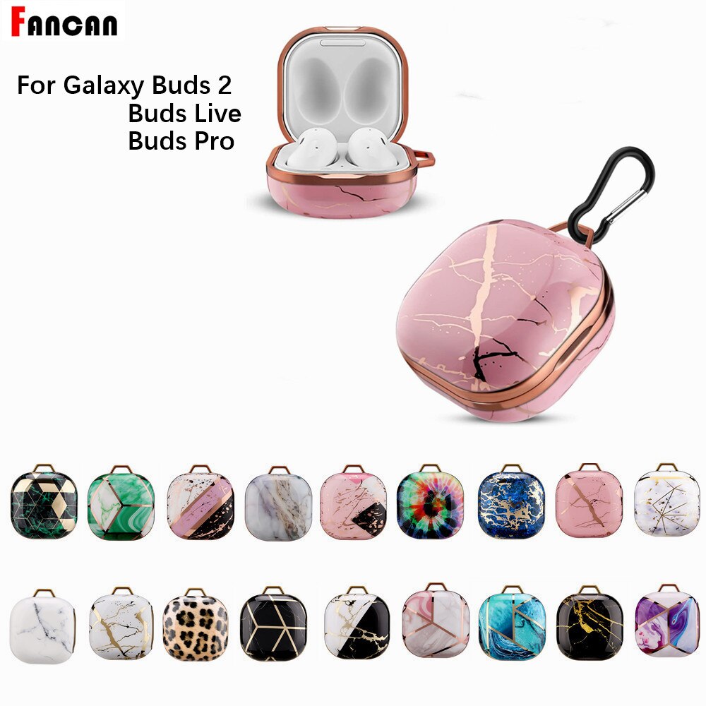 Dla Galaxy Buds 2/Live/Pro Case plastikowe marmurowe błyszczące luksusowe antypoślizgowe twarde powłoki słuchawki akcesoria do Galaxy buds live Case