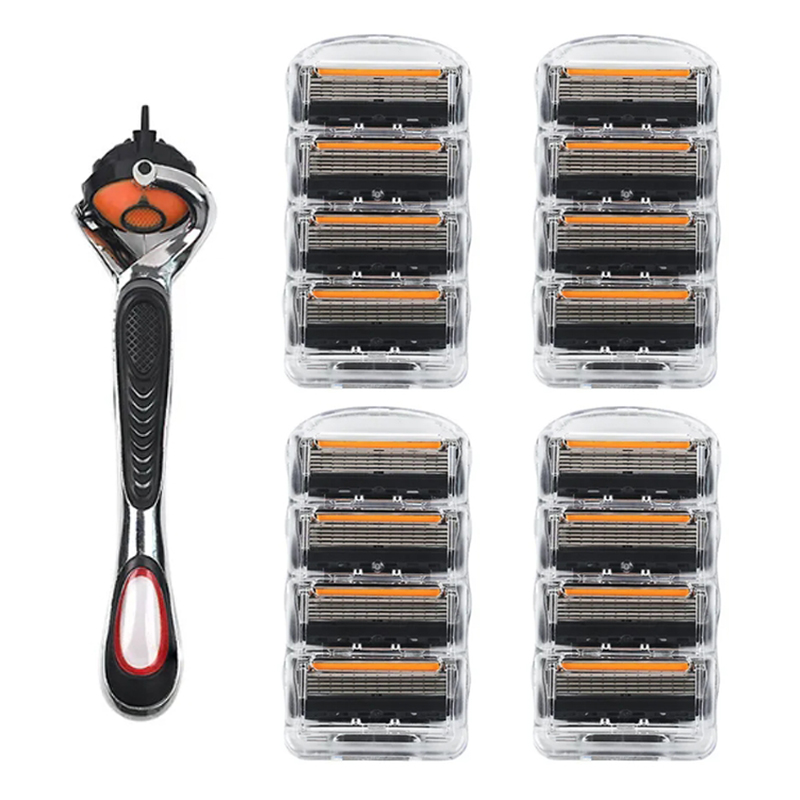 4/8/16pcs Shaving Machine 5-Layer Safety Razor Blades Manual Shaving Shaver Face Care Beard Hair Remover: PURPLE