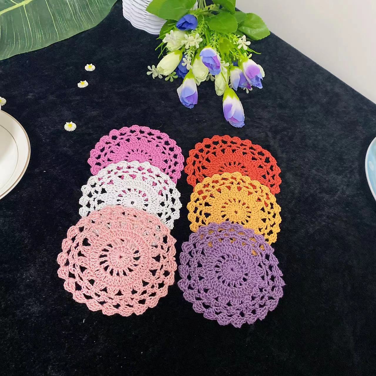 Napperon rond en coton pour Table à manger, 10CM, napperon en tissu, Crochet, tasse de thé de mariage, dessous de verre, boisson faite à la main, Doily cuisine