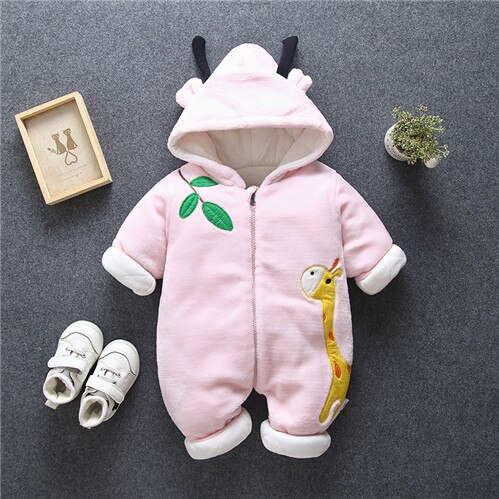 Pasgeboren Baby Rompertjes Overalls Winter Cartoon Peuter Thicken Warm Bovenkleding Jas Voor Baby Boy Meisje 6-18 M sneeuw Wear Clj235: Roze / 9m