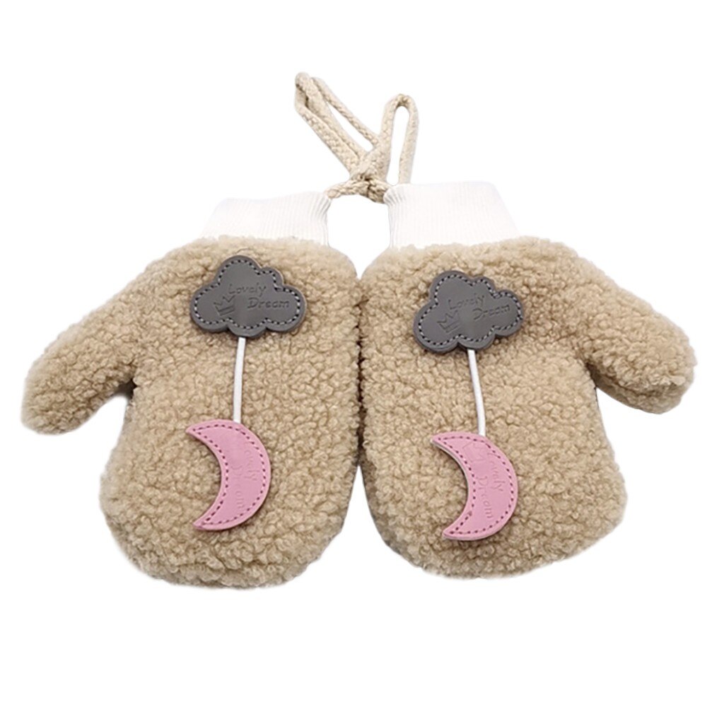 Kinder Handschuhe Winter Kinder Mädchen Winter Nette Cartoon Print Villus Warm Halten Winter Kinder Handschuhe Handschuhe Rekawiczki Dzieciece: Khaki