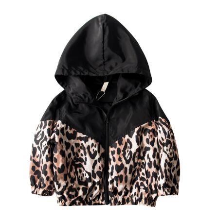 1-7Y Autumn Infant Kids Baby Girls Jacket Outfits Leopard Print Long Sleeve Zipper Hooded Coat Outfits