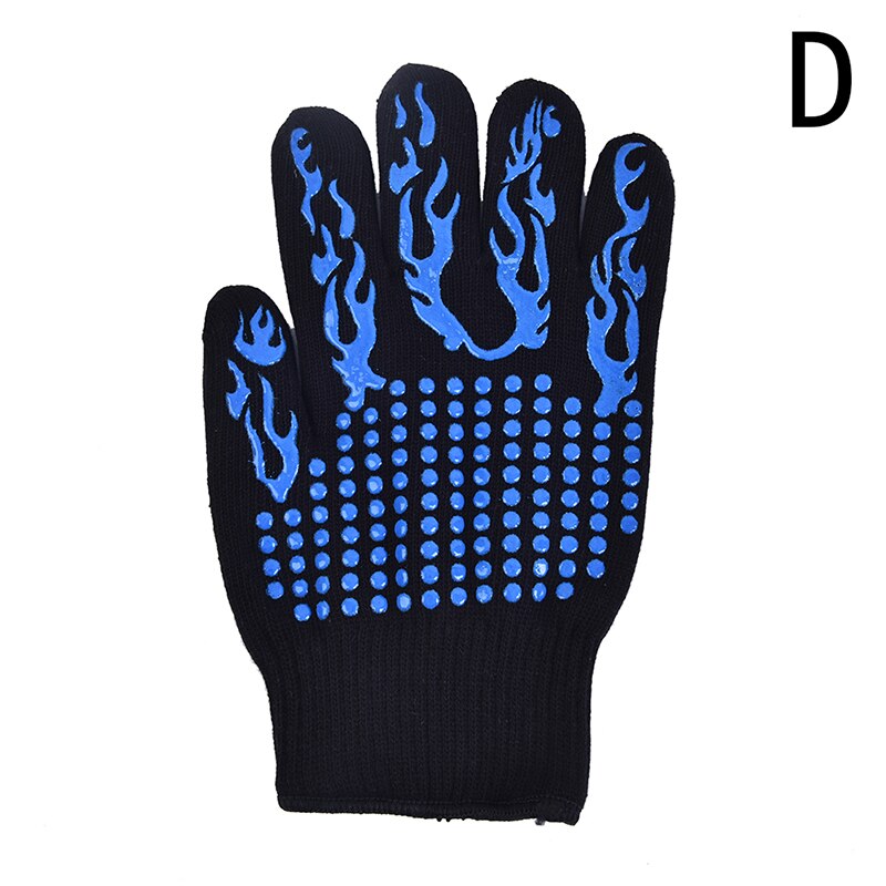 High temperature Resistant BBQ Fire Gloves Flame Retardant Non-slip Fireproof Grill Insulation Microwave Oven Gloves: D